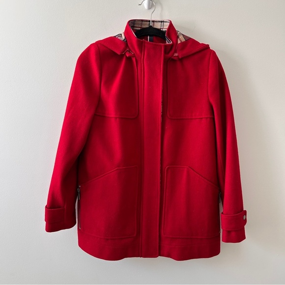 Tommy Hilfiger Jackets & Blazers - Tommy Hilfiger Women’s Small Wool Blend Coat Jacket Red Hooded Preppy Church EUC